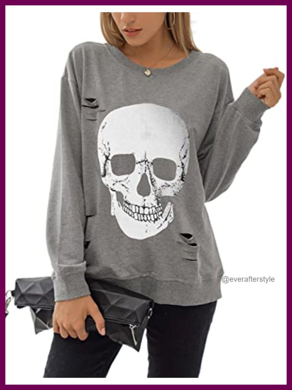 Skull Graphic Crewneck Sweatshirt Long Sleeve Pullover Fall Halloween